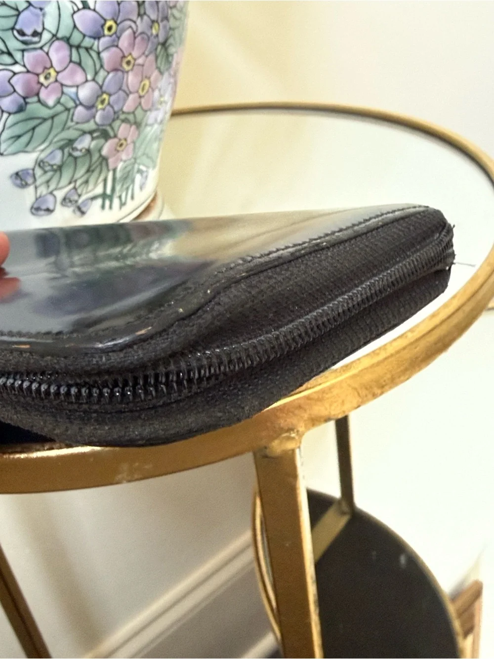 Prada Black Spazzolato Patent Leather Continental Zip Wallet Vintage - Picture 9 of 10